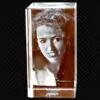 cube 3D 18cm portrait en verre optique, vue verticale