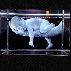 Maxi Cube en verre gravure 3D – 20cm (horizontal)