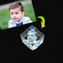 Petit Cube Pan Coupé en verre gravure 3D – 5cm