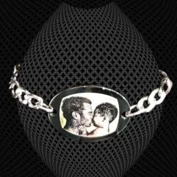 Bracelet médaillon ovale à graver maille 6mm