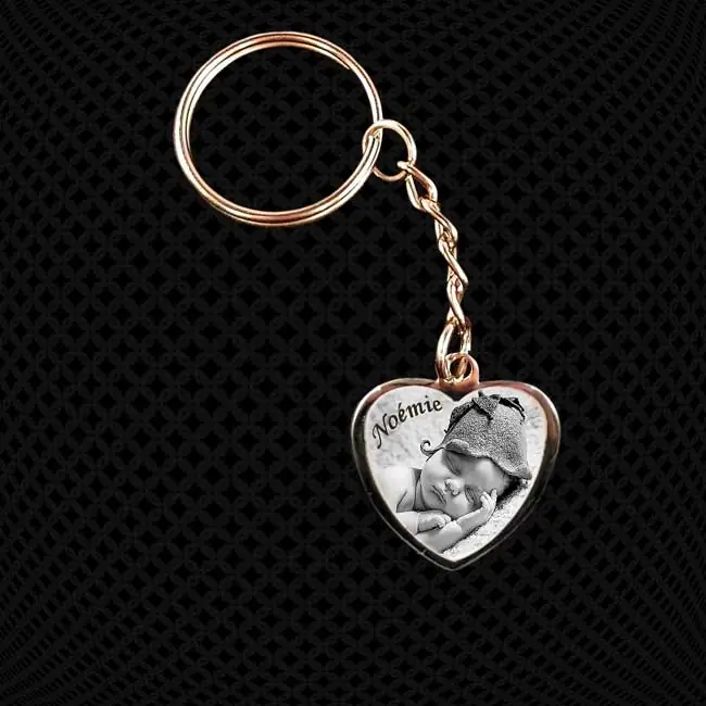 Gravure photo sur porte-clés petit coeur