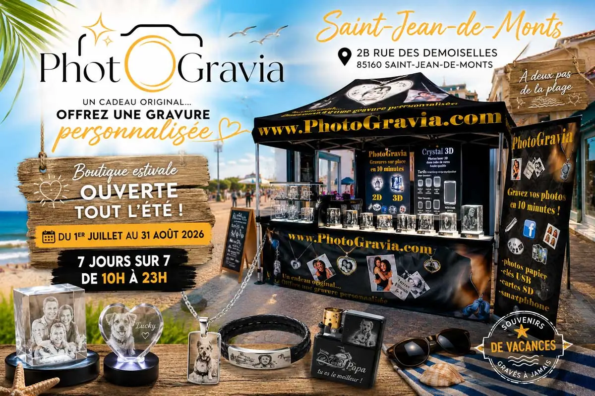 🎁 Votre boutique PhotoGravia à Saint-Jean-de-Monts ouverte tout l&rsquo;été